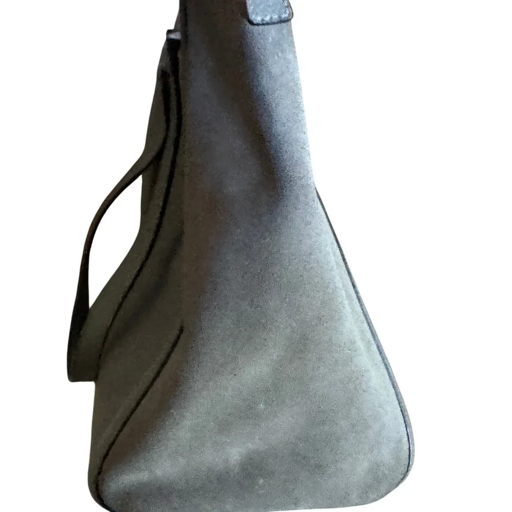 Kate Spade Alanie Lewis Drive‎ Suede Pebbled Leather Gray Shoulder Large Bag